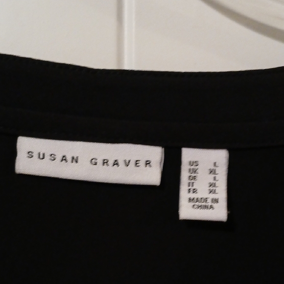 Susan Graver Black Blouse with Gold Zipper - Picture 2 of 7